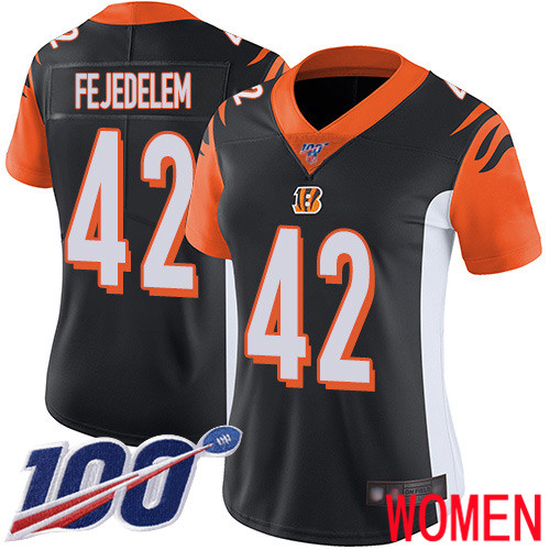 Cincinnati Bengals Limited Black Women Clayton Fejedelem Home Jersey NFL Footballl #42 100th Season Vapor Untouchable->women nfl jersey->Women Jersey